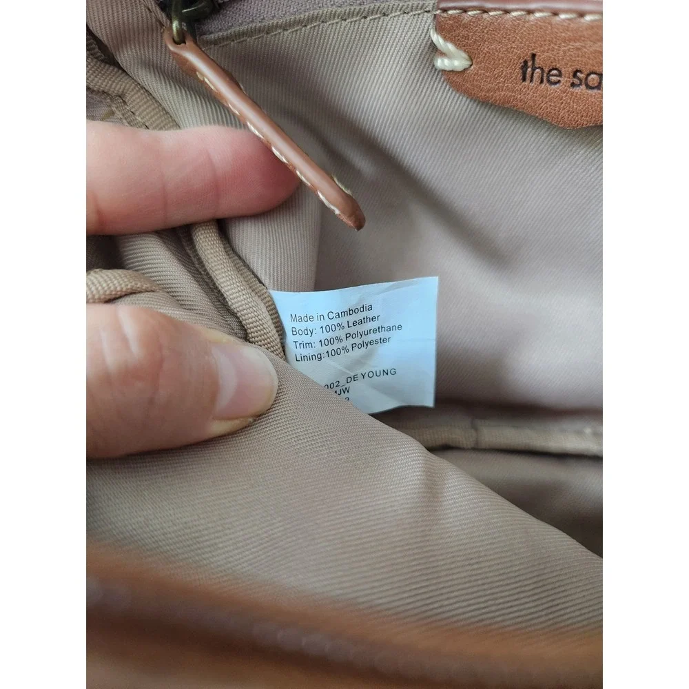 The Sak Leather De Young Crossbody Camera Bag Cognac Brown Embossed Floral  Boho